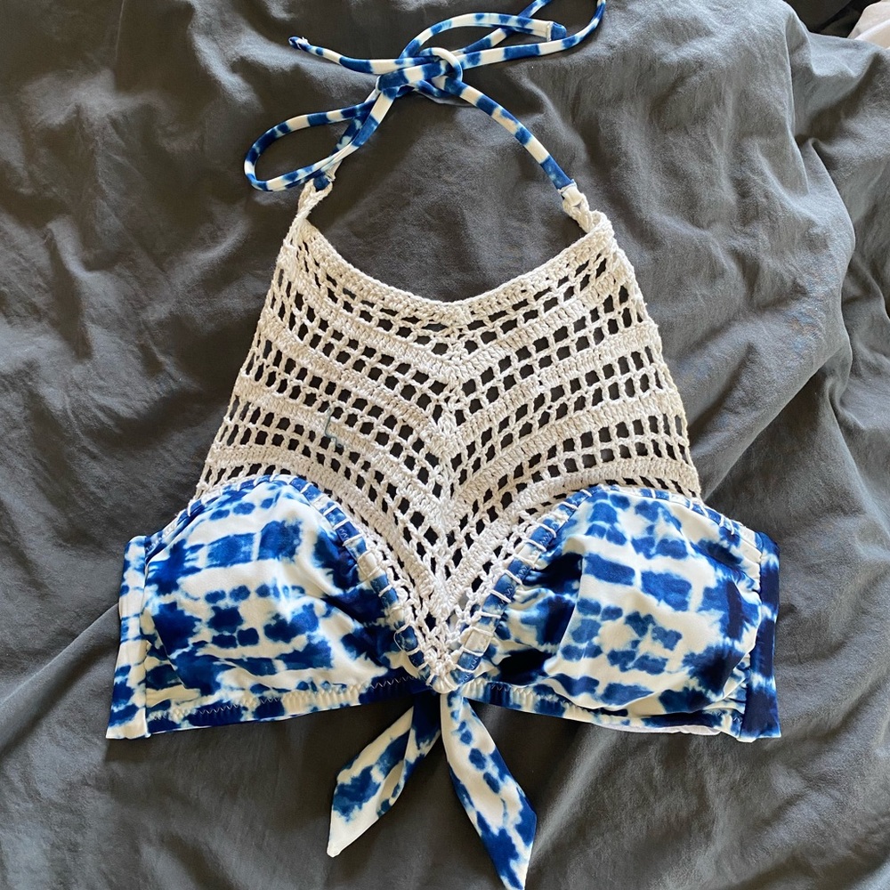 Knit blue bikini top